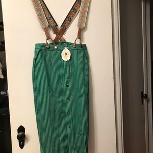 Embroidered suspender skirt